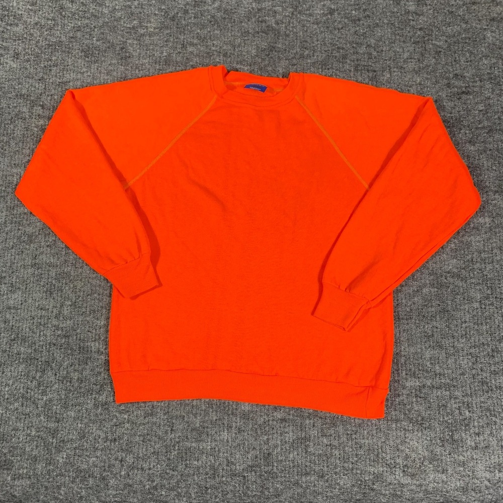 Vintage Sneakers Sweatshirt Mens Medium‎ Orange Retro Raglan Pullover USA Blank